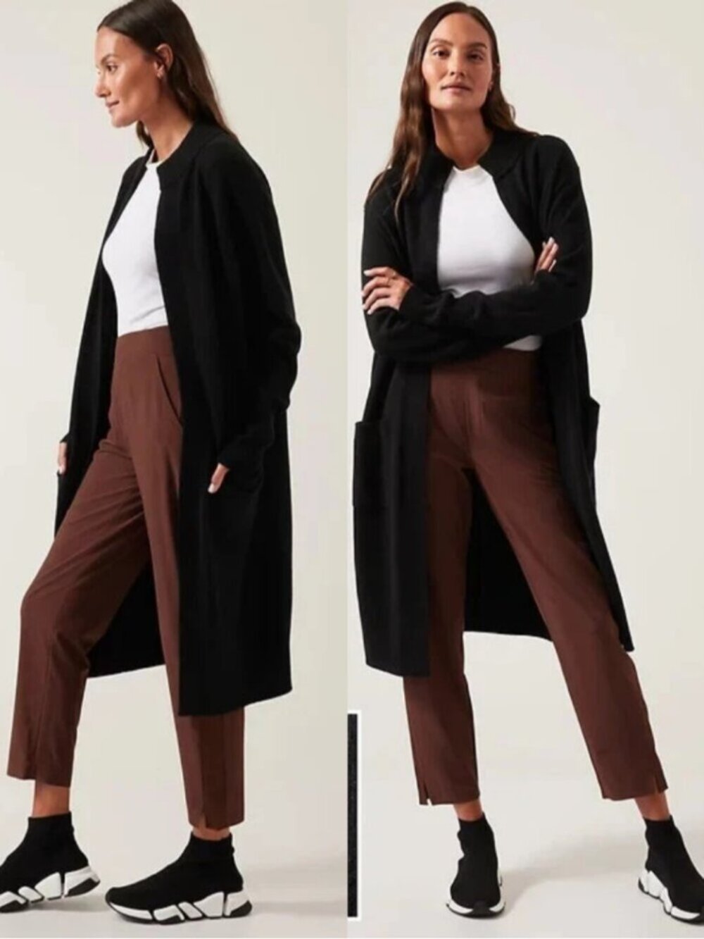 Athleta Black Wool Cashmere Blend Knit Spirit Wrap Cardigan